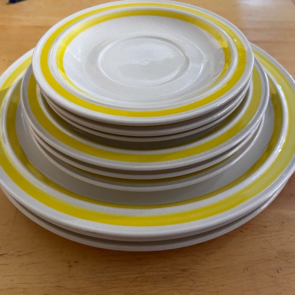 Set of 9 Vintage - 1546 Yellow Hand Painted Lunastone - Korea - Picture 1 of 16